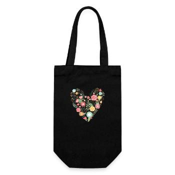 Blumenherz Liebe Muttertag Frühling - Geschenkbeutel für Flaschen - Schwarz - Vorne