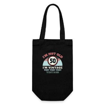 50. Geburtstag Ich bin nicht alt Ich bin Vintage - Geschenkbeutel für Flaschen - Schwarz - Vorne