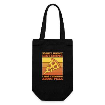 Pizza Retro - Ich denke an Pizza - Geschenkbeutel für Flaschen - Schwarz - Vorne