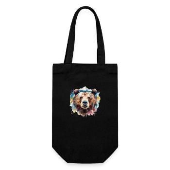 Bear, Grizzly Bear, Bear's Head, Nature, Wilderness, Forest, Mountains - Gift Bag for Bottles - black - Front