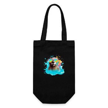 Ninna der bebrillte Otter - Geschenkbeutel für Flaschen - Schwarz - Vorne