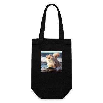 Persian cat Negan surfing - Gift Bag for Bottles - black - Front