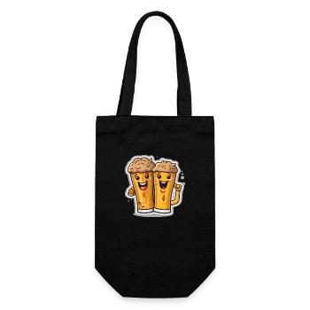 2 Bierglas-Kumpels - Geschenkbeutel für Flaschen - Schwarz - Vorne