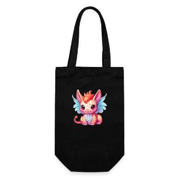 Dragon Kawaii Drawing - Gift Bag for Bottles - black - Front