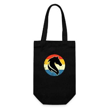 Vintage Retro Pferd Sonnenuntergang für Pferdeliebhaber - Geschenkbeutel für Flaschen - Schwarz - Vorne
