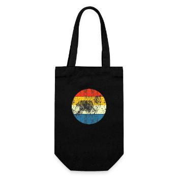 Vintage Hund Retro Sonnenuntergang - Geschenkbeutel für Flaschen - Schwarz - Vorne