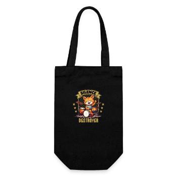 Schlagzeug Drums Silence Destroyer Katze Lustig - Geschenkbeutel für Flaschen - Schwarz - Vorne