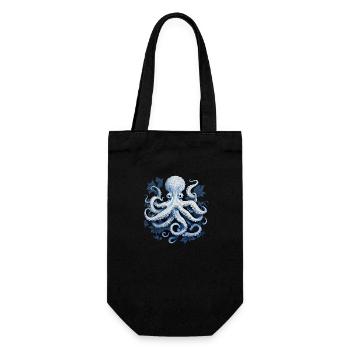 Oktopus Kraken Tintenfisch - Geschenkbeutel für Flaschen - Schwarz - Vorne