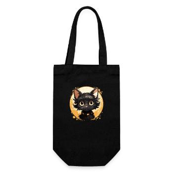 Schwarze Katze Kawaii, niedliches Design - Geschenkbeutel für Flaschen - Schwarz - Vorne