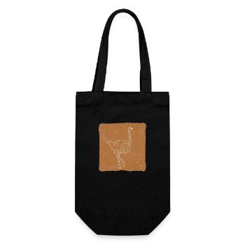 "Strauss", Boho Line Art Design, Serie "Desert" - Geschenkbeutel für Flaschen - Schwarz - Vorne