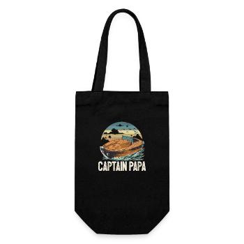 Captain Papa Pontoon King Motorboat Owner - Gift Bag for Bottles - black - Front