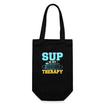 SUP Is My Therapy Stand Up Paddling Board - Geschenkbeutel für Flaschen - Schwarz - Vorne