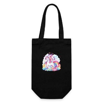 Einhorn Regenbogen Schloss Bunt Magie Fantasie - Geschenkbeutel für Flaschen - Schwarz - Vorne
