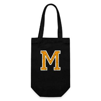 M - Letter / College Style - Gift Bag for Bottles - black - Front