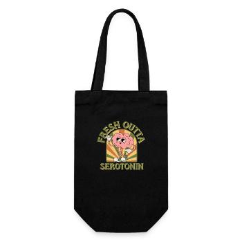 fresh outta serotonin, funny retro mascot - Gift Bag for Bottles - black - Front