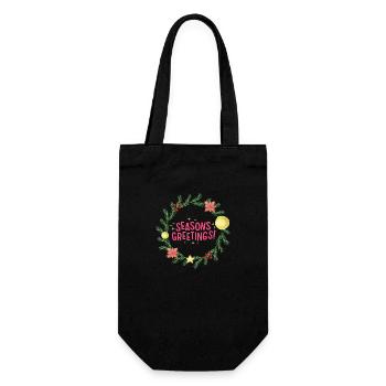 Seasons Greetings Christmas Wreath - Gift Bag for Bottles - black - Front