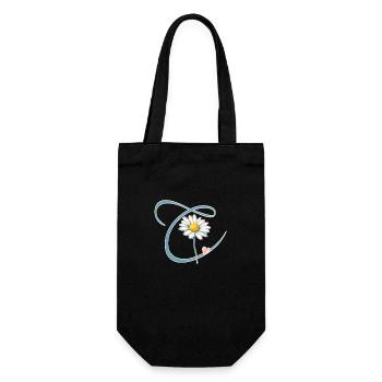 Letter C Daisy Heart - Gift Bag for Bottles - black - Front