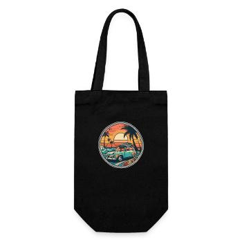 Surfing Beach Palm Tree Sunshine Holidays - Gift Bag for Bottles - black - Front