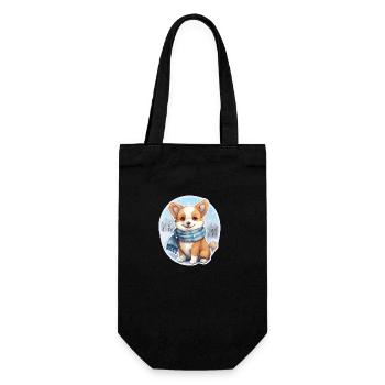 Welsh Corgi with Scarf - Gift Bag for Bottles - black - Front