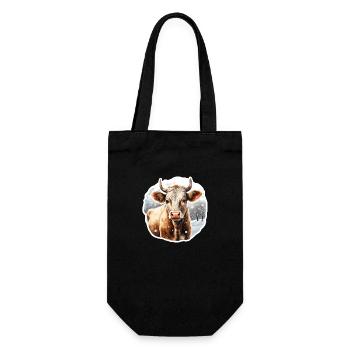 Kuh in Winterlandschaft - Geschenkbeutel für Flaschen - Schwarz - Vorne