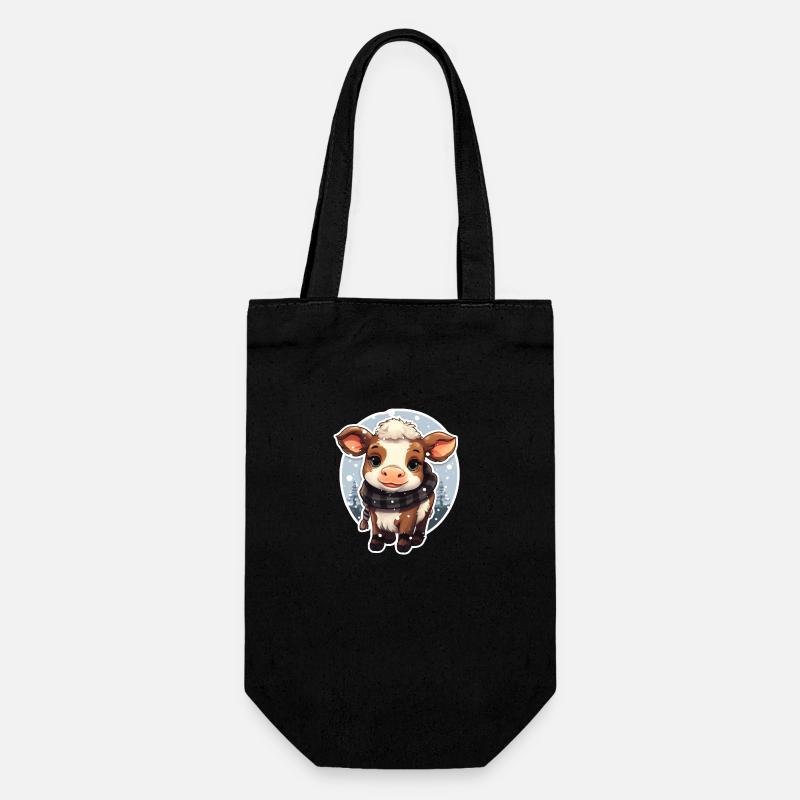 Calves in winter with scarf - Gift Bag for Bottles - black