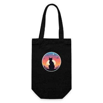 Cat Landscape and Sunset - Gift Bag for Bottles - black - Front