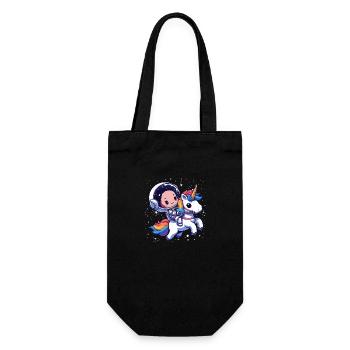 Astronaut and Unicorn - Gift Bag for Bottles - black - Front