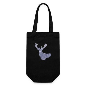 « Deer », Boho Line Art Design, Série « Woods » - Sac à bouteille - noir - Devant