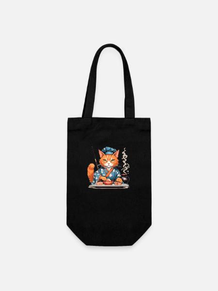 Sushi Katze - Geschenkbeutel für Flaschen - Schwarz