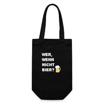 Bier wer wenn nicht bier - Geschenkbeutel für Flaschen - Schwarz - Vorne