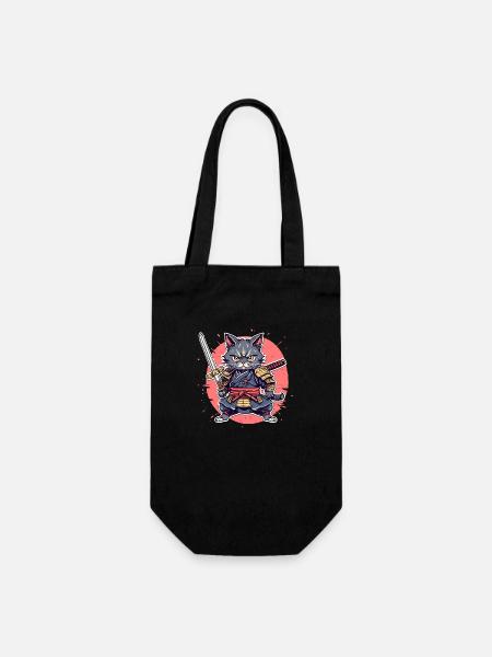 Samurai Cat #32 - Gift Bag for Bottles - black