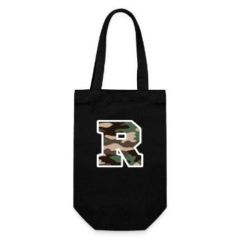 Letter R Military Camouflage - Geschenkidee - Geschenkbeutel für Flaschen - Schwarz - Vorne