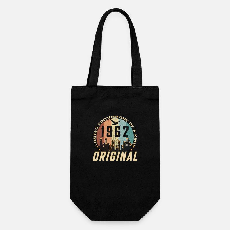 Vintage December 1962 62 Birthday Gift - Gift Bag for Bottles - black