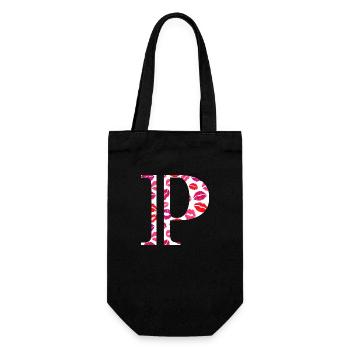 Letter p kisses - Gift Bag for Bottles - black - Front