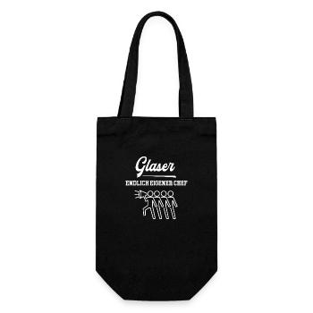 Glaser Endlich Chef Glaserei Selbstständig - Geschenkbeutel für Flaschen - Schwarz - Vorne