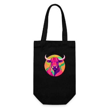 Taurus Kuh Rind Stier Widder Tier Designe - Geschenkbeutel für Flaschen - Schwarz - Vorne
