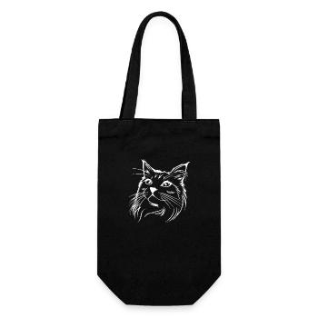 Katze, Katzenmotiv, Katzengesicht - Geschenkbeutel für Flaschen - Schwarz - Vorne