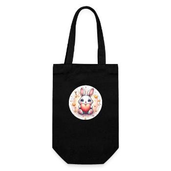 Lapin avec cœur - Sac à bouteille - noir - Devant