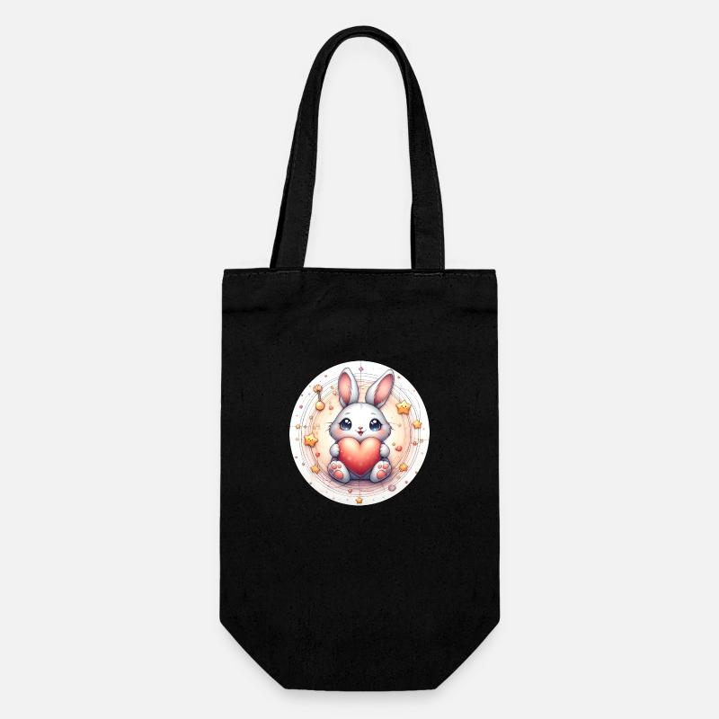 Hase mit Herz - Geschenkbeutel für Flaschen - Schwarz