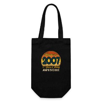 Jahrgang 2007 - Jahrgang 2007 Retro Geburtstag - Geschenkbeutel für Flaschen - Schwarz - Vorne