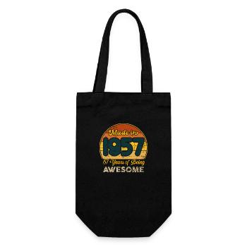 Born in 1957 - Vintage 1957 Retro Birthday - Gift Bag for Bottles - black - Front