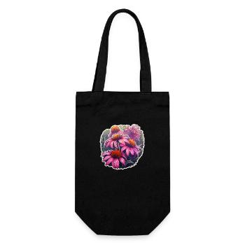 Echinaceapflanze 5 Blüten - Geschenkbeutel für Flaschen - Schwarz - Vorne