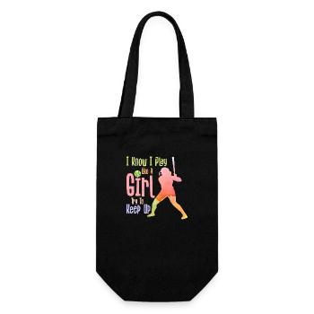 I Know I Play Like A Girl Try To Keep Up Baseball - Gift Bag for Bottles - black - Front
