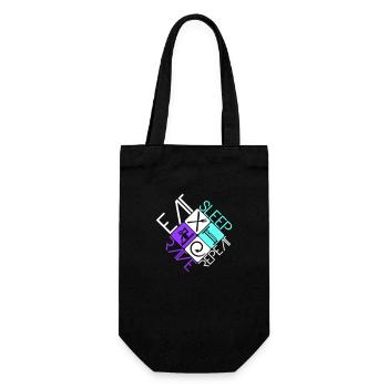 Eat Sleep Rave Repeat Essen Schlafen Raven Spruch - Geschenkbeutel für Flaschen - Schwarz - Vorne