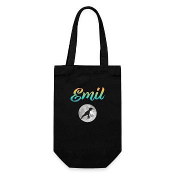 EMIL - Beautiful boy name with dinosaur - Gift Bag for Bottles - black - Front