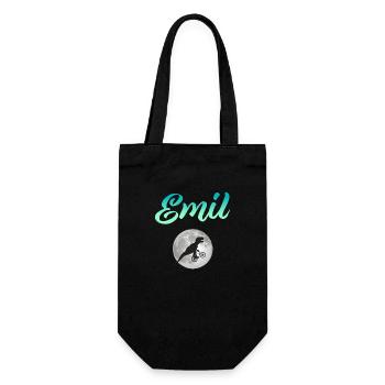 EMIL - Beautiful boy name with dinosaur - Gift Bag for Bottles - black - Front
