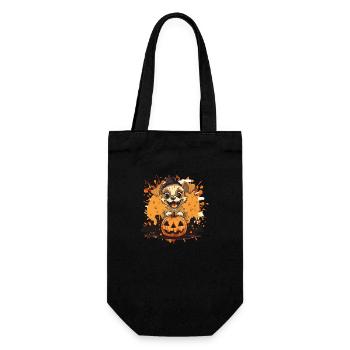 hund kürbis halloween 1 - Geschenkbeutel für Flaschen - Schwarz - Vorne