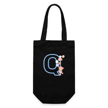 Blue Letter Q Bear - Gift Bag for Bottles - black - Front