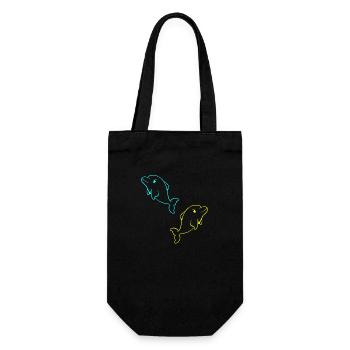 Delfin Fisch Fische Kind Kinder Baby Kleinkind - Geschenkbeutel für Flaschen - Schwarz - Vorne