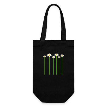Lot of Pretty Marguerite Flowers Decorative Pattern - Gift Bag for Bottles - black - Front